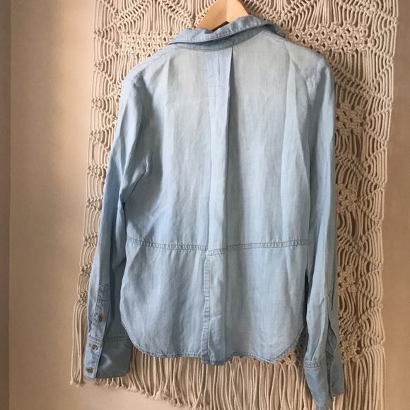 Elevenses denim button down V neck size S - Picture 5 of 7